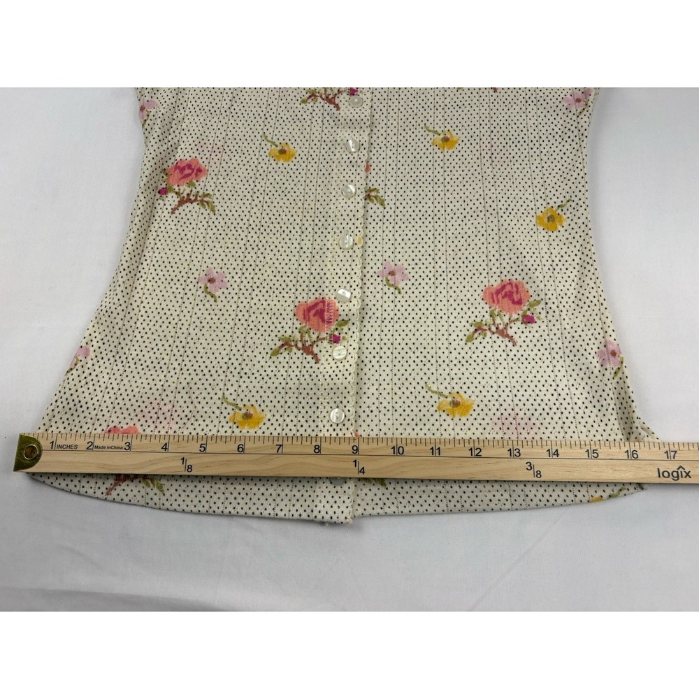 NWT NATURAL LIFE Fitted Tank Top Ivory Minimalist Floral Button Up Women's L - Picture 5 of 8